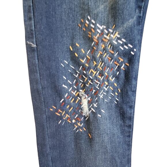 Upcycled Reworked‎ Bonage Jeans Unique Boho Size 11 - Picture 7 of 9